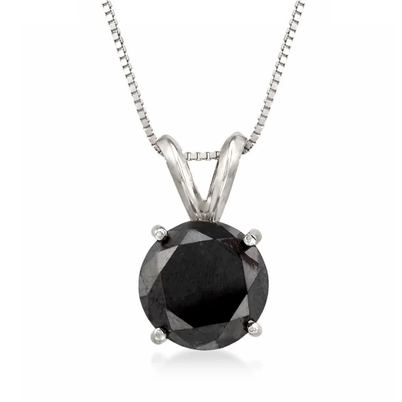 Amethyst necklaces-Ross-Simons Black Diamond Solitaire Necklace in 14kt White Gold