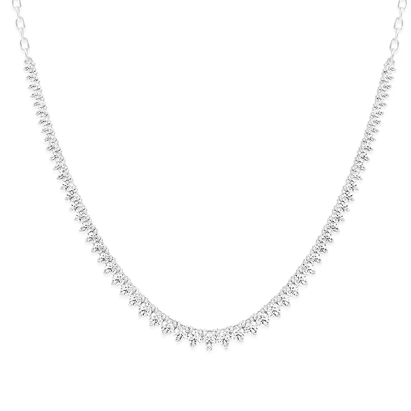 Multi-chain necklaces-Luminesce Lab Grown 10ct White Gold Tennis Necklace in 7 Carat Diamond