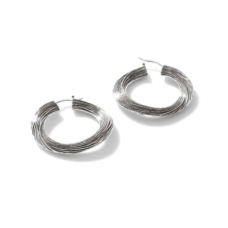 Square stud earrings-Bamboo Sterling Silver Hoop Earrings by John Hardy