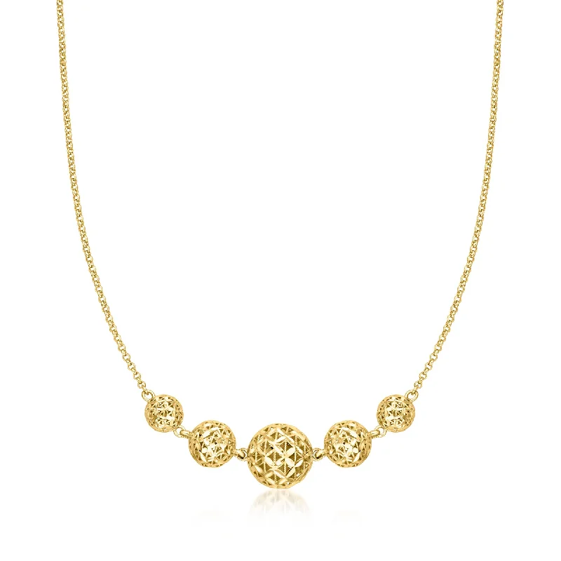 Stellar charm necklaces-Ross-Simons 18kt Gold Over Sterling Graduated Diamond-Cut Bead Necklace