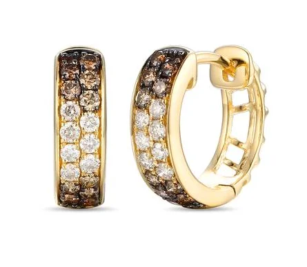 Woven fiber earrings-14K Honey Gold Ombre Earrings with 0.61cttw Chocolate & Vanilla Diamonds by LeVian