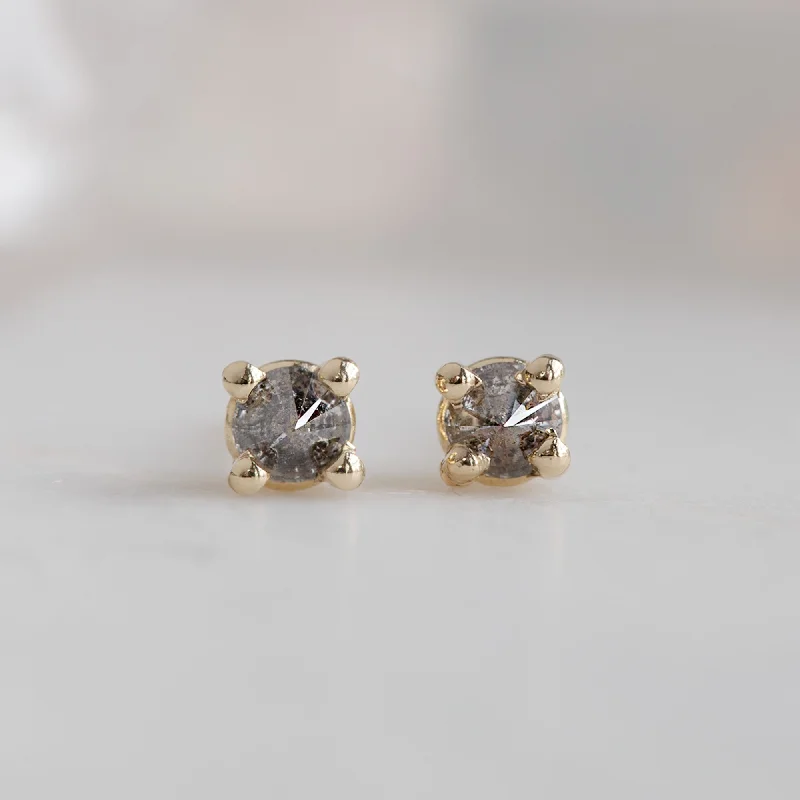 Trekker weave earrings-The Inverted Salt and Pepper Diamond Stud Earrings | 14K Yellow Gold