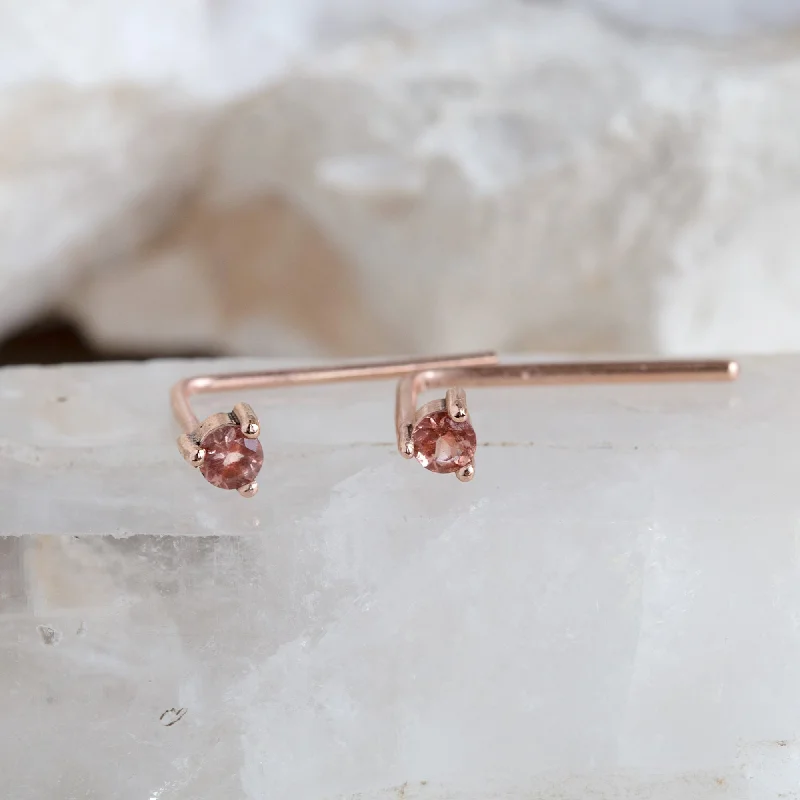 Jazz age earrings-The Sunstone Staple Thread Earrings | 14K Rose Gold