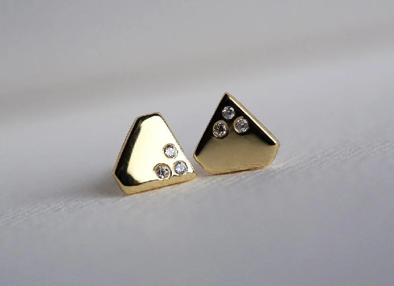 Solid ring earrings-Gold Diamond Studs Earrings, Solid Gold Earrings