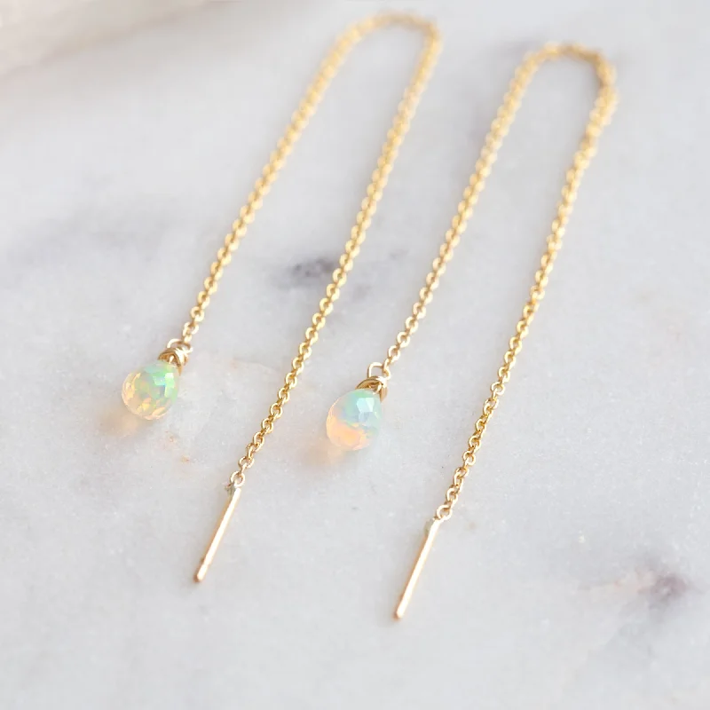 Old flair earrings-The Opal Thread Earrings | Yellow Gold Filled