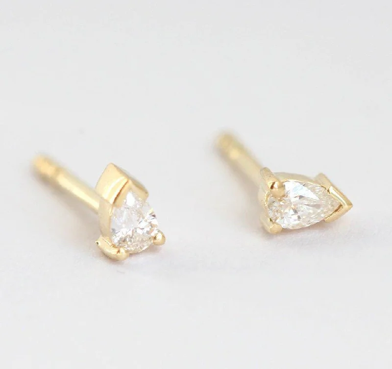 Tiered drop earrings-Emerie Pear Diamond Stud Earrings