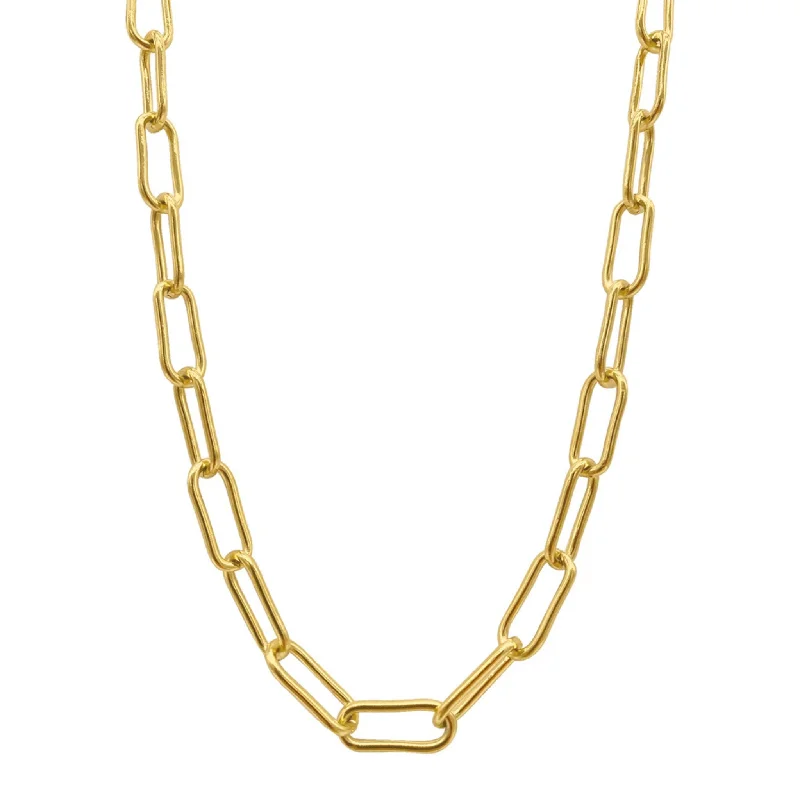 Square shape necklaces-Adornia Water Resistant Wide Chunky Paper Clip Chain gold