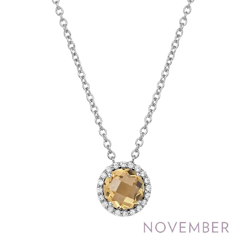 Lily flower necklaces-November Birthstone Necklace In Citrine/silver