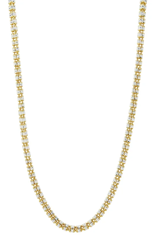 Java style necklaces-STERLING SILVER TWO TONE DIAMOND CUT QUAD  3mm NECKLACE