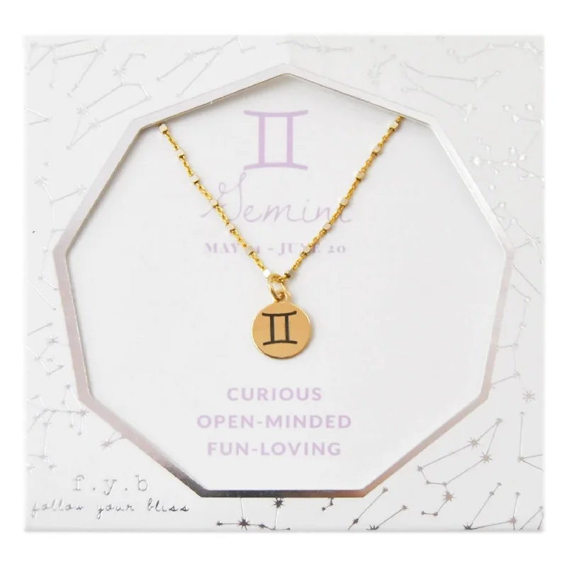 Lapis stone necklaces-Women's Zodiac Charm Necklace In Gemini