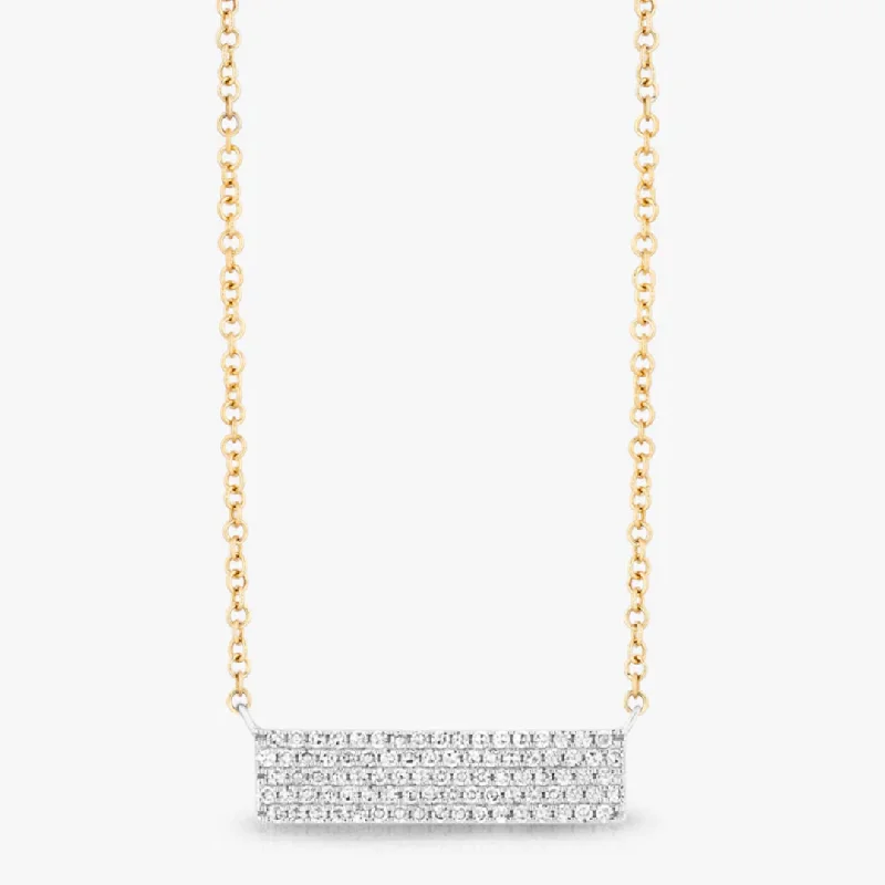 Light bead necklaces-Diamond Pave Bar Pendant