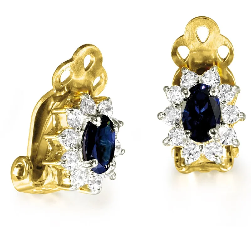 Flow design earrings-Royal Tru-Sapphire clip on Earrings