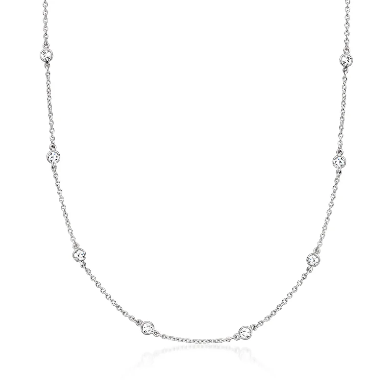 Thick chain necklaces-Ross-Simons Moissanite Station Necklace in Sterling Silver