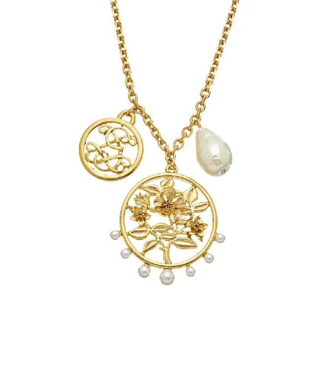 Stellar charm necklaces-Oscar de la Renta 14K Coin Pendant Necklace