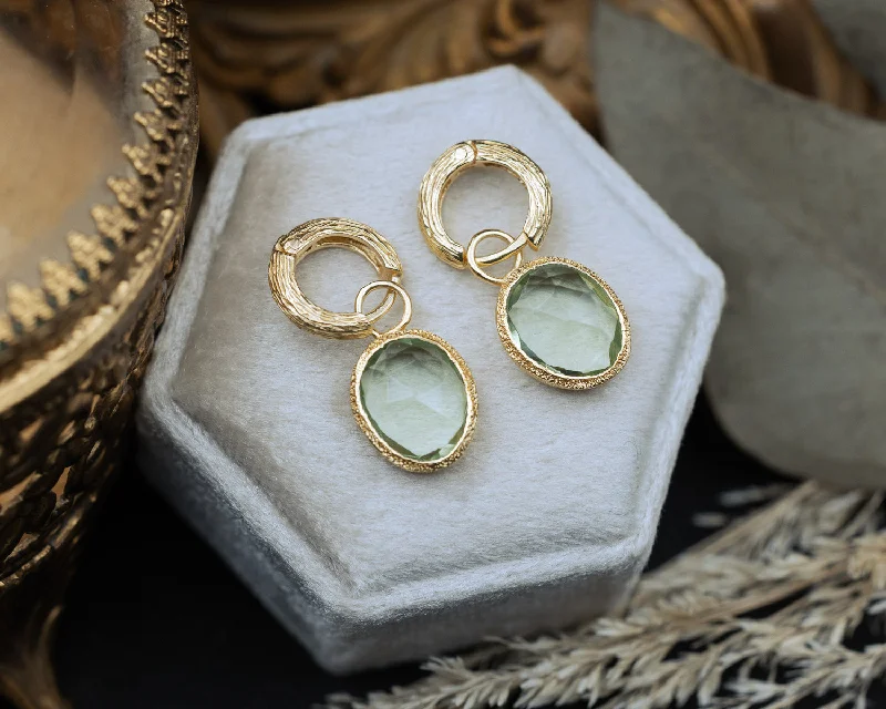 Stone weave earrings-SHADE COLLECTION - 18K GOLD VERMEIL GREEN AMETHYST EARRINGS - BY JORGE REVILLA