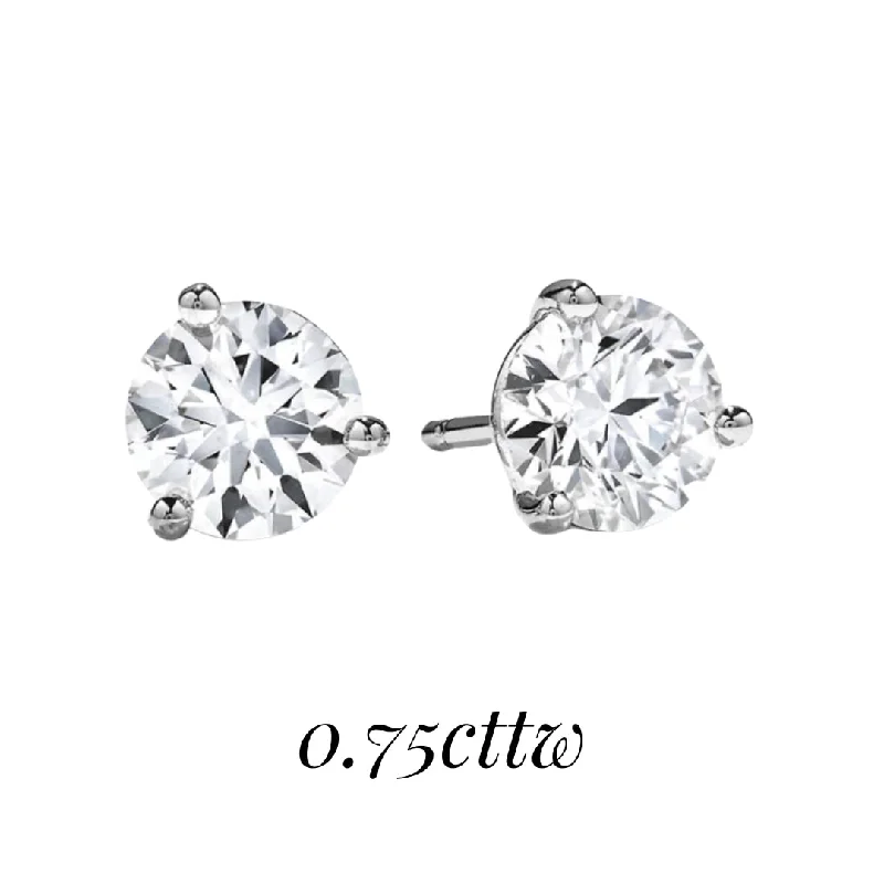 Slim wing earrings-18K White Gold 0.72cttw VS-SI I-J Hearts on Fire Solitaire Diamond Earrings