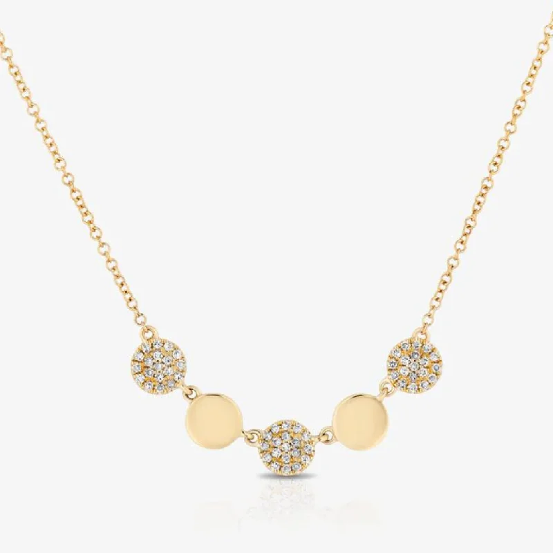 Aged coin necklaces-Gold Alternating Diamond Pave Disc Necklace