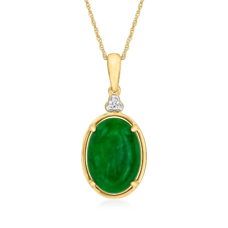 Shiny druzy necklaces-Canaria Jade Pendant Necklace With Diamond Accents in 10kt Yellow Gold