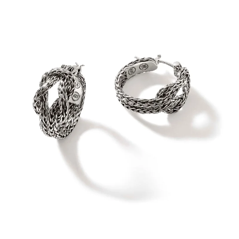 Aged coin earrings-Love Knot Silver 17mm Hoop Earrings by John Hardy