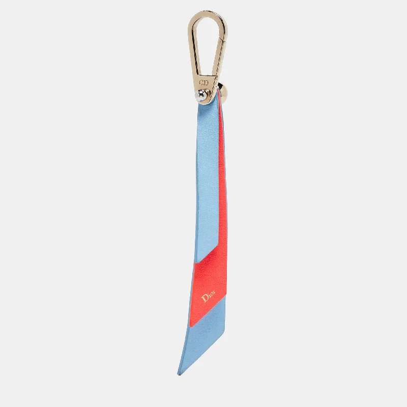 Pure crystal necklaces-Dior Blue/orange Leather Key Chain