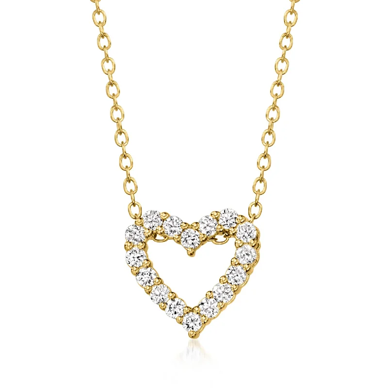 Chic art necklaces-Ross-Simons Lab-Grown Diamond Heart Pendant Necklace in 18kt Gold Over Sterling