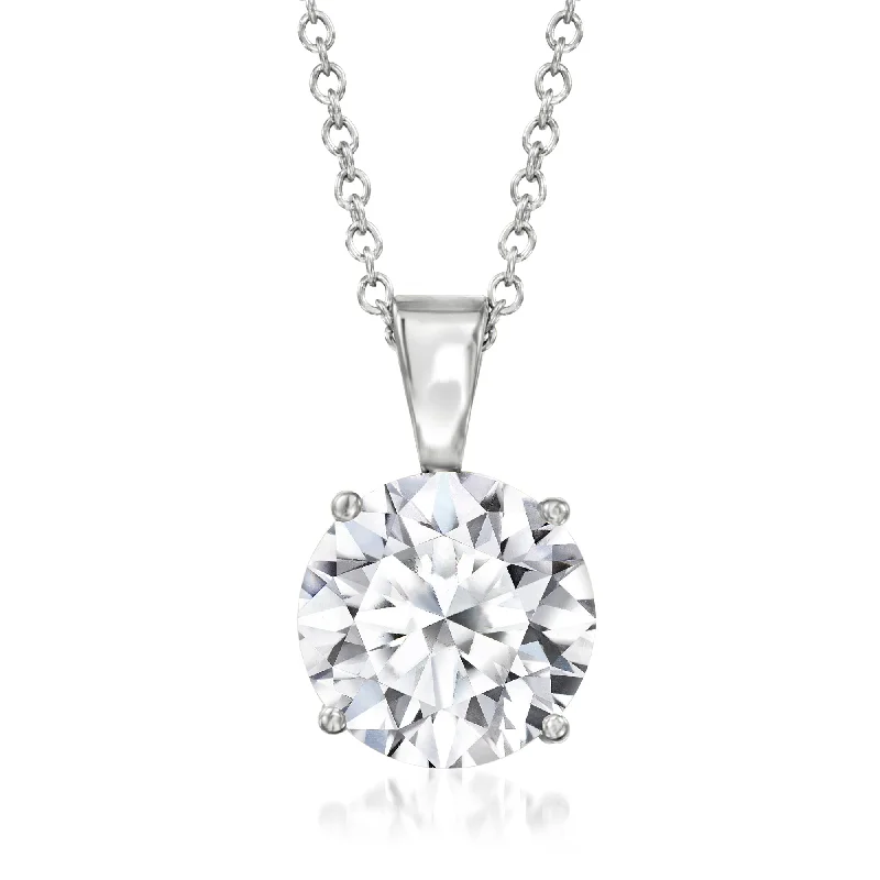 Pinch clasp necklaces-Ross-Simons Lab-Grown Diamond Solitaire Necklace in 14kt White Gold