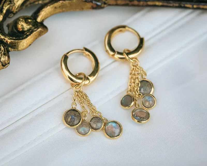 Pure crystal earrings-BELLA COLLECTION - BELLA DANGLE EARRINGS WITH LABRADORITE - BY JORGE REVILLA