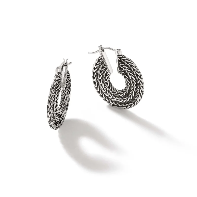 Twist knot earrings-Classic Rata Chain Hoop Earrings by John Hardy