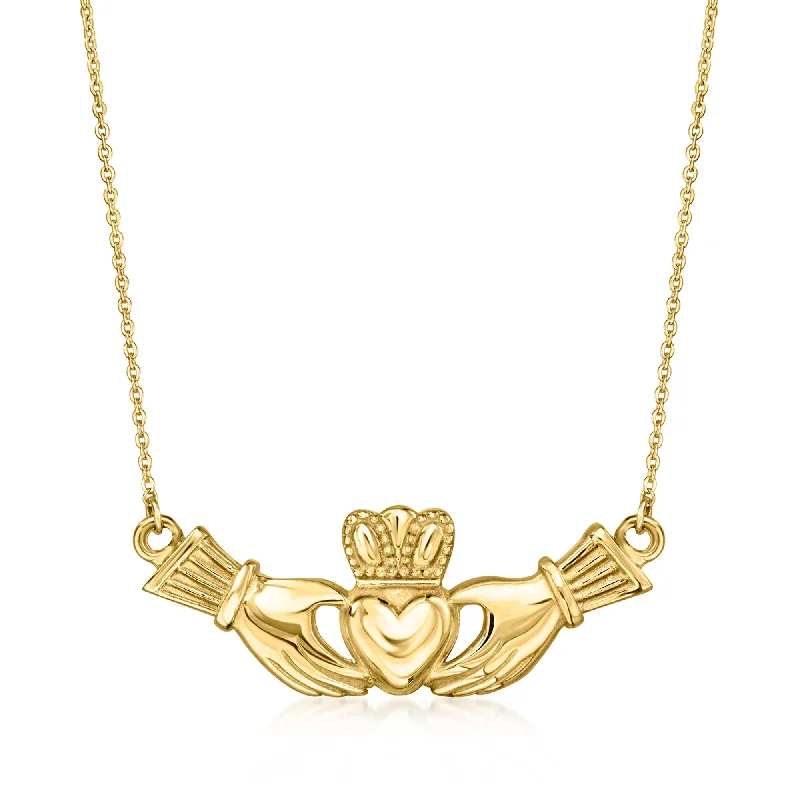 Bright name necklaces-Ross-Simons 14kt Yellow Gold Claddagh Necklace