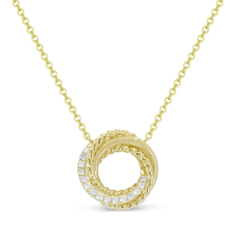 Ripple wave necklaces-0.16Ct Diamond 18"necklacein 14K Yellow Gold