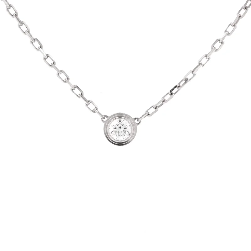 Oak wood necklaces-Cartier D'Amour Pendant Necklace 18K White Gold with Diamond Small