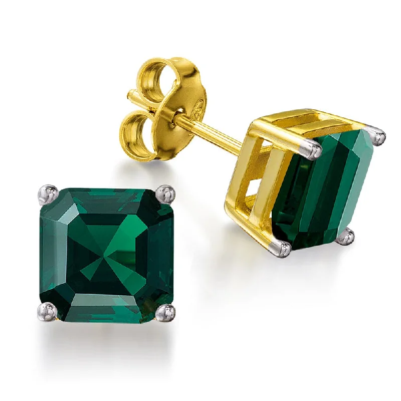 Petal hoop earrings-Tru-Emerald Asscher Cut Earrings