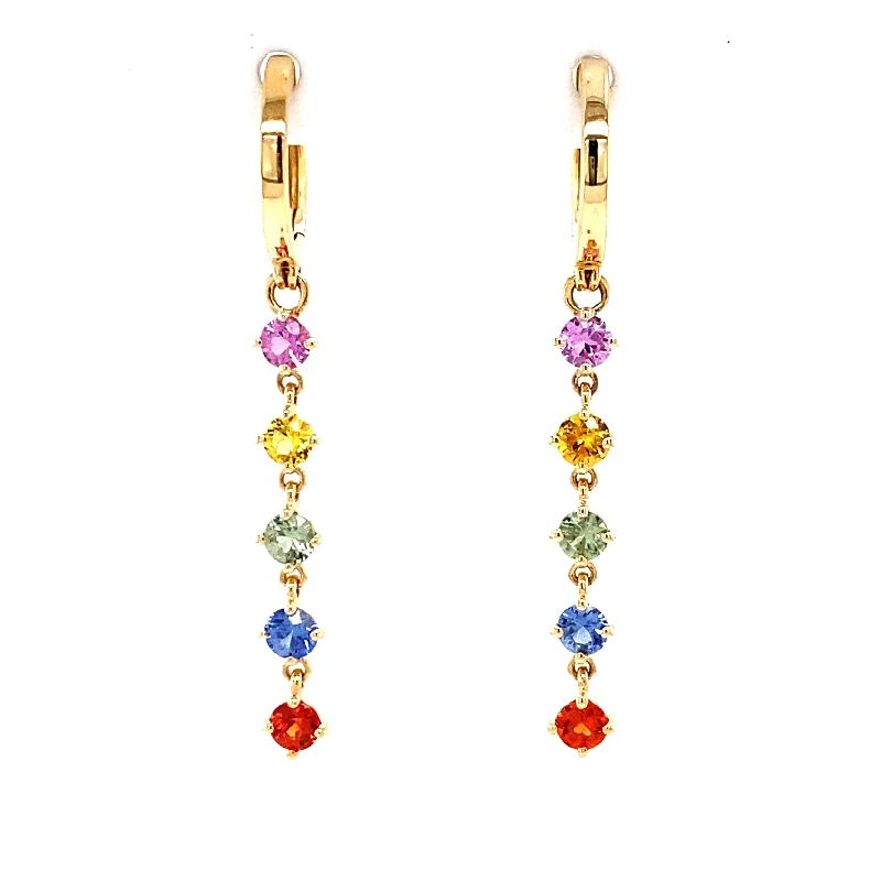 Thick hoop earrings-Multi Sapphire Dangle Earring by Bellarri