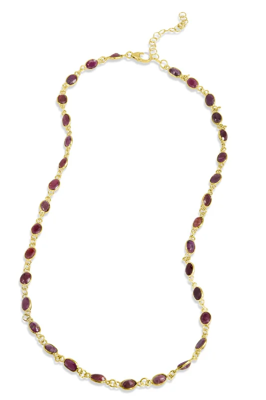 Stranded link necklaces-18K GOLD VERMEIL 22GTWNATURAL RUBY NECKLACE