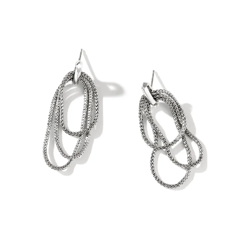 Solid hoop earrings-Essentials Silver Drop Earrings by John Hardy