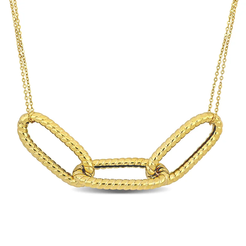 Straw weave necklaces-Mimi & Max Intertwined Three-Link Necklace in 14k Yellow Gold - 16 in