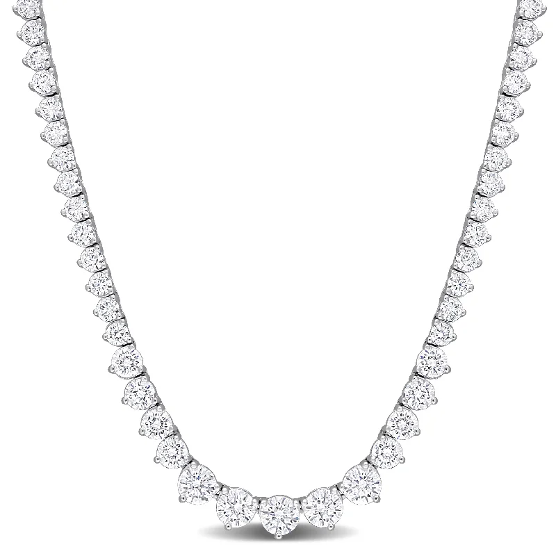 Reef knot necklaces-27 CT TGW Cubic Zirconia Tennis Necklace in Sterling Silver