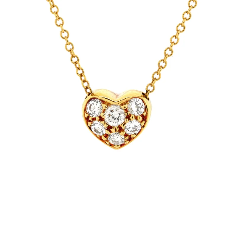 Light enamel necklaces-Heart Pendant Necklace 18K Yellow Gold with Diamonds