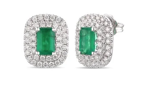 Java tile earrings-14K Vanilla Gold 0.70cttw Costa Smeralda Emeralds & 0.57cttw Vanilla Diamond Earrings