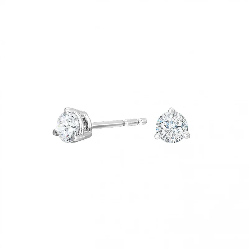 Oak wood earrings-14K White Gold 0.33cttw Diamond Stud Earrings with Martini Prongs