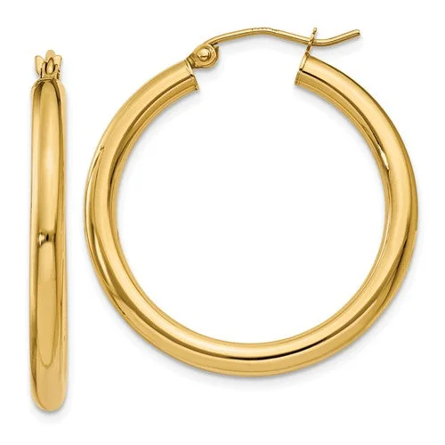 Java tile earrings-14K Yellow Polished 3mm Round Hoop Earrings