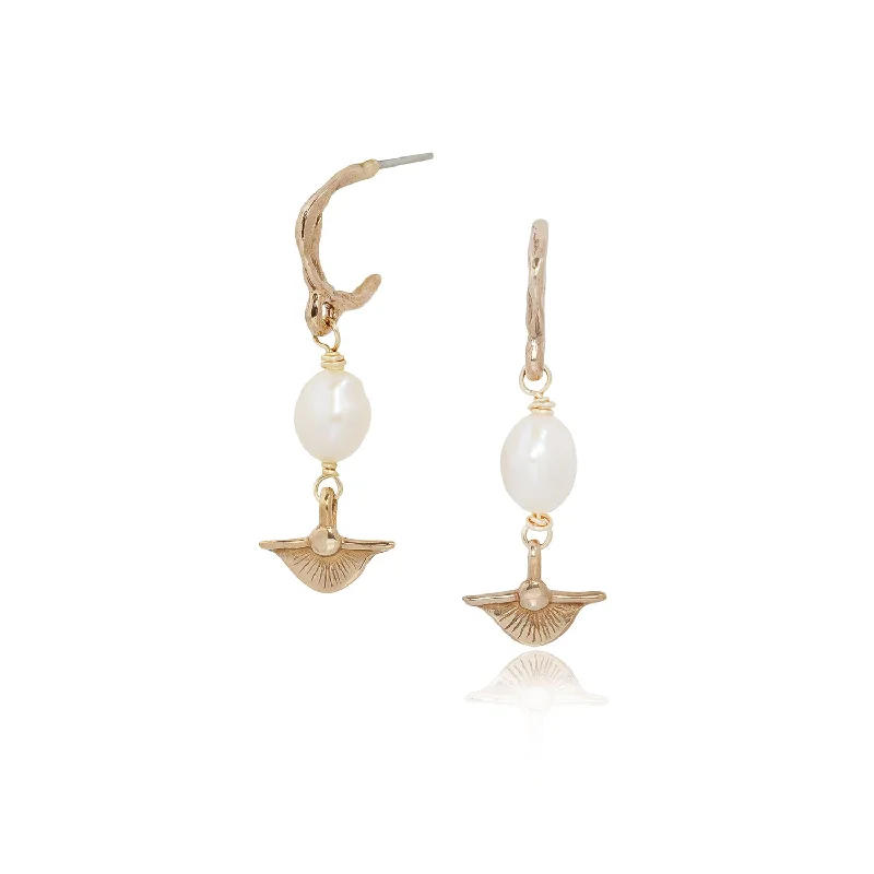 Woven cord earrings-Magdalena Pearl Hoops