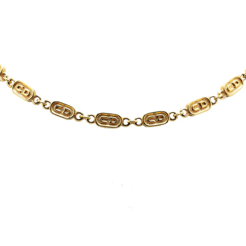 Pinch clasp necklaces-Dior CD Logo Gold Necklace