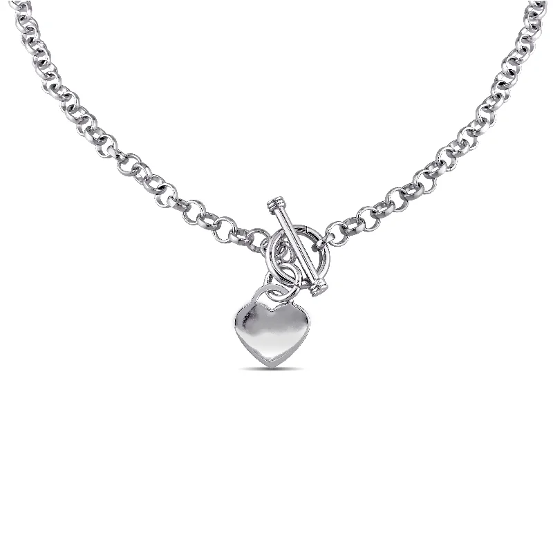 Java style necklaces-Mimi & Max Heart Charm Necklace in Sterling Silver