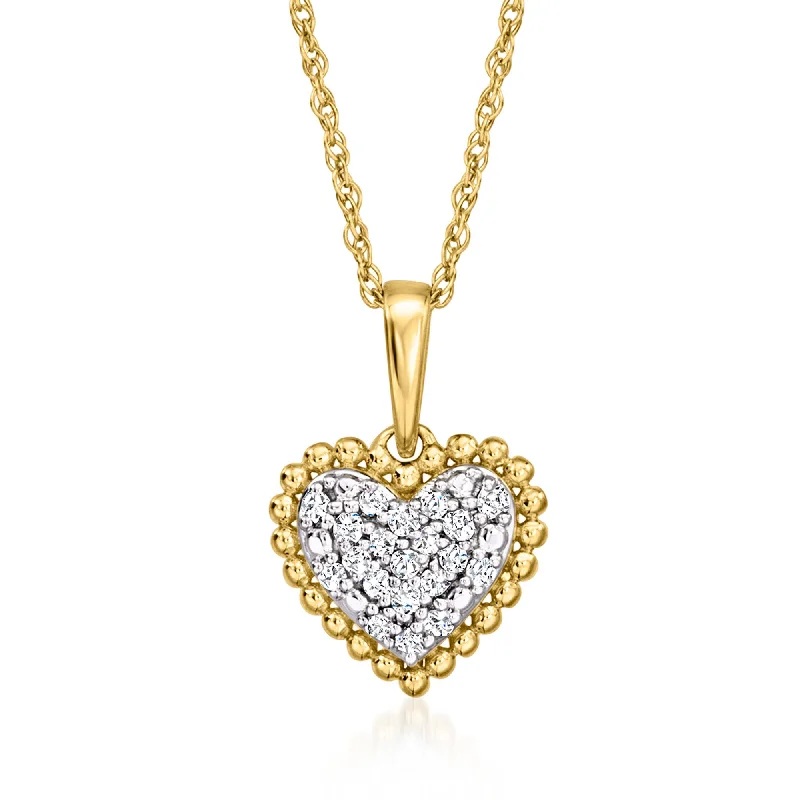 Slanted design necklaces-Ross-Simons Pave Diamond Heart Pendant Necklace in 18kt Gold Over Sterling