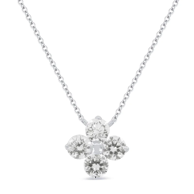 Reef knot necklaces-0.34Ct Diamond Necklace In 14K White Gold