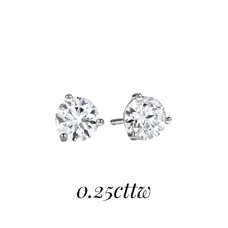 Slim pearl earrings-18K White Gold Hearts on Fire Solitaire Diamond Earrings