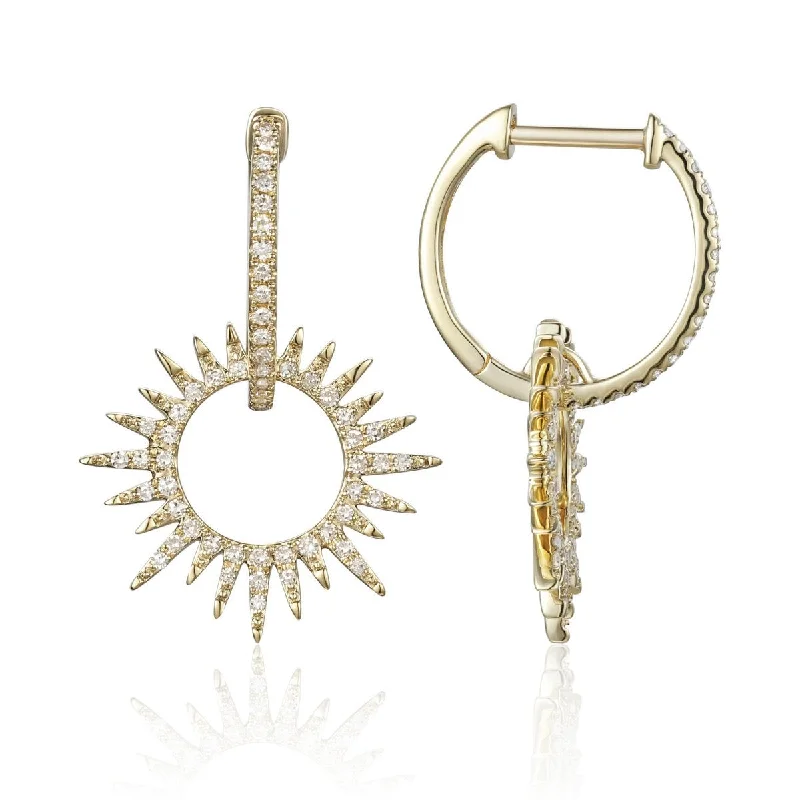 Broad hoop earrings-14K Yellow Gold 0.27cttw Starburst Diamond Earrings