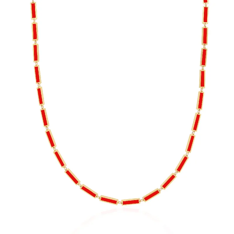 Tapered pendant necklaces-Coral Bar Necklace