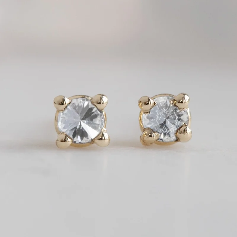 Chiseled disc earrings-The Inverted White Diamond Stud Earrings | 14K Yellow Gold